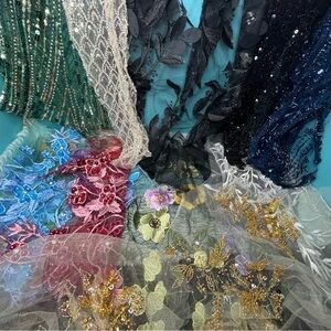 2lb craft Embroidered Lace Fabric Collection bjd doll cloth journal mixed media